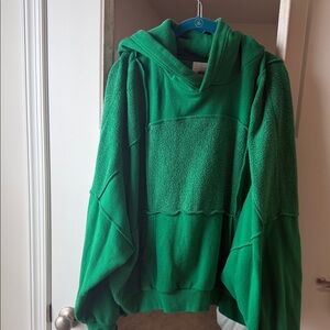 Aerie Cropped Green Hooded Sweatshirt
